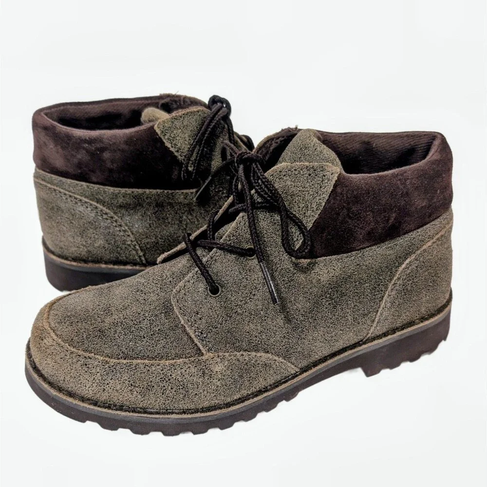 UGG Orin Bomber Leather Boots Shoes Lace Up Casual Kids Size 3 Brown 1013503K - Picture 7 of 7